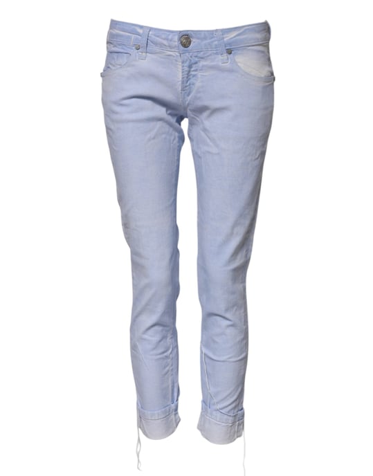 Acht Hellblaue Baumwolle Slim Fit Denim Niedrigbund Jeans - Image 2