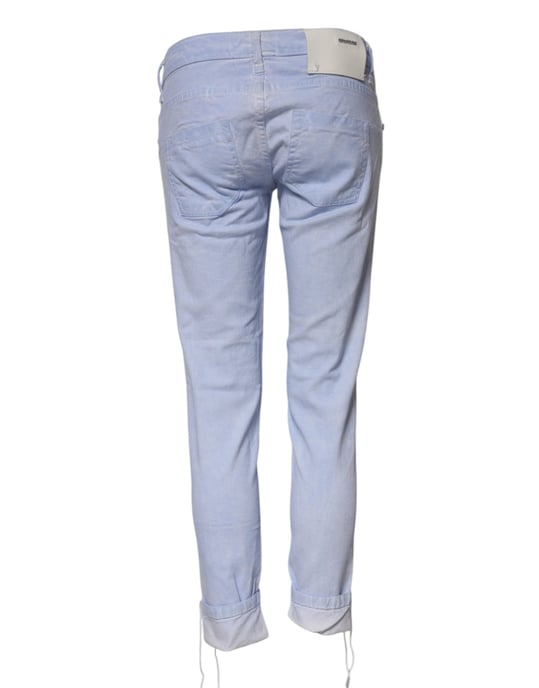 Acht Hellblaue Baumwolle Slim Fit Denim Niedrigbund Jeans - Image 3