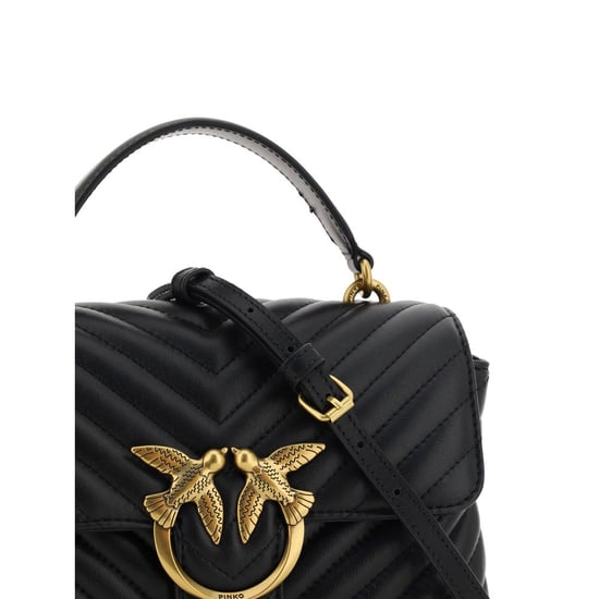 PINKO Schwarze Kalbsleder Bos Taurus Handtasche - Image 4