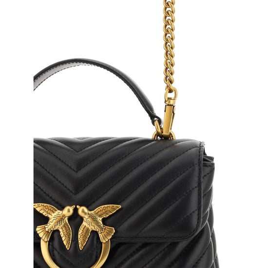 PINKO Schwarze Kalbsleder Bos Taurus Handtasche - Image 5