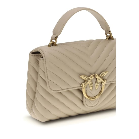 PINKO Beigefarbene Kalbsleder Bos Taurus Handtasche - Image 3
