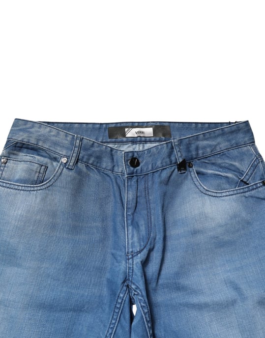 Verri Blue Gewaschene Baumwolle Skinny Fit Herren Denim Hose Jeans - Image 5