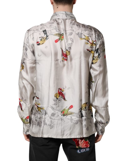 Dolce & Gabbana Mehrfarbige Seidenbluse mit Druck und Knopfleiste - Image 3
