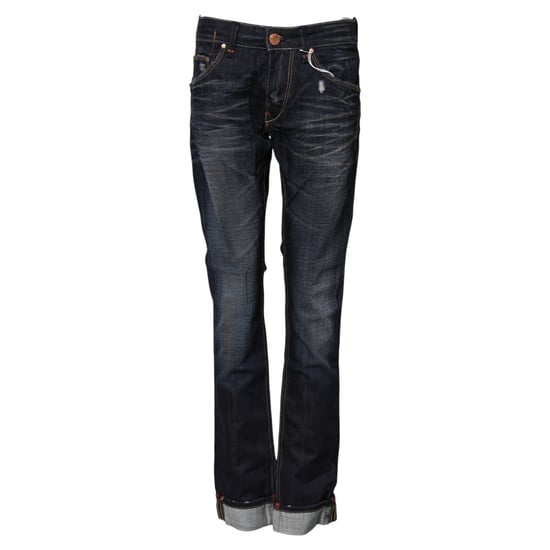 Acht Blue Washed Baumwoll-Mid-Waist-Weiter Denim-Jeans - Image 5