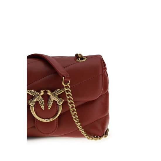 PINKO Bordeaux Kalbleder Bos Taurus Schultertasche - Image 4