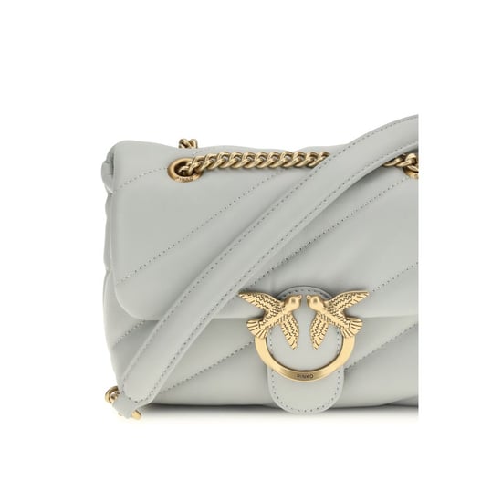 PINKO Graue Kalbleder Bos Taurus Schultertasche - Image 4