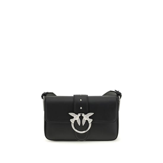 PINKO Schwarze Kalbsleder Bos Taurus Schultertasche - Image 1