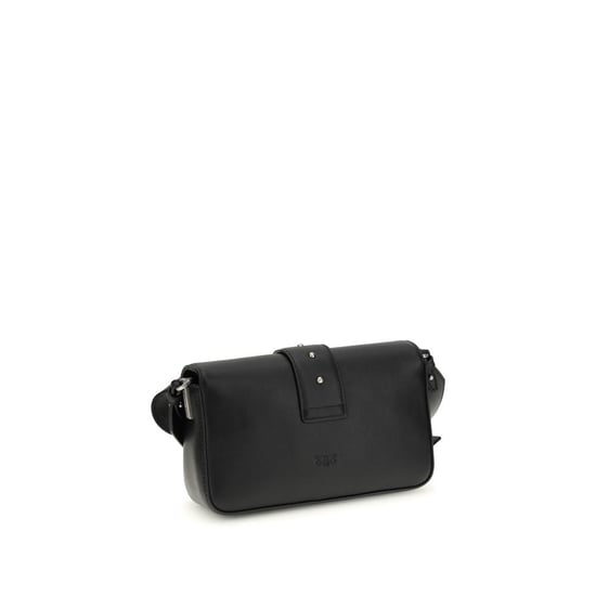 PINKO Schwarze Kalbsleder Bos Taurus Schultertasche - Image 3