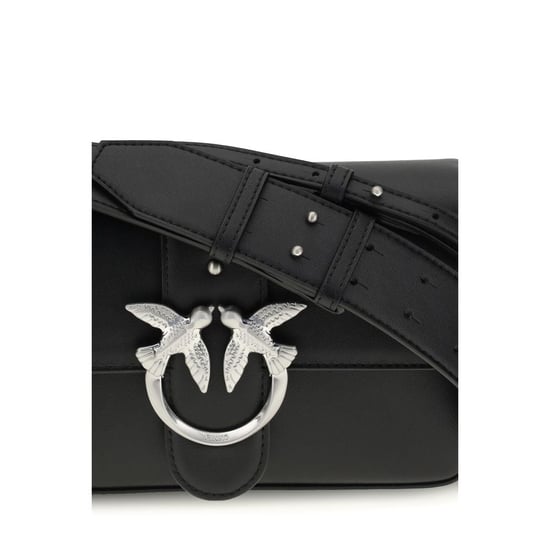 PINKO Schwarze Kalbsleder Bos Taurus Schultertasche - Image 4