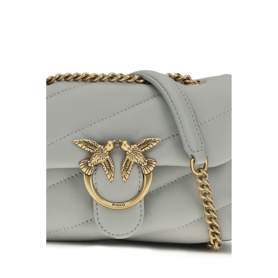 PINKO Graue Kalbsleder Bos Taurus Schultertasche - Image 4