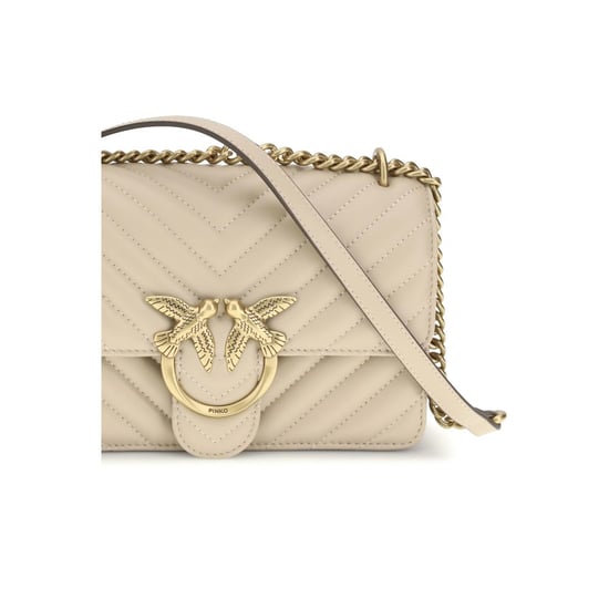 PINKO Beige Kalbsleder Bos Taurus Schultertasche - Image 4