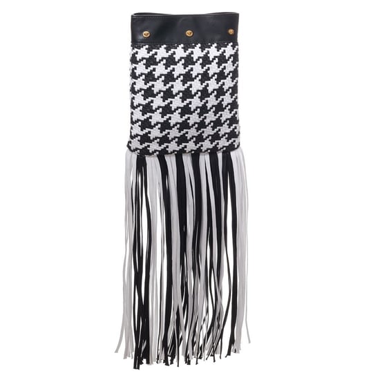 Versace Schwarz-weiße Leder- und Textil-Schultertasche - Image 3