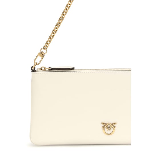 PINKO Weiße Kalbleder Bos Taurus Schultertasche - Image 4
