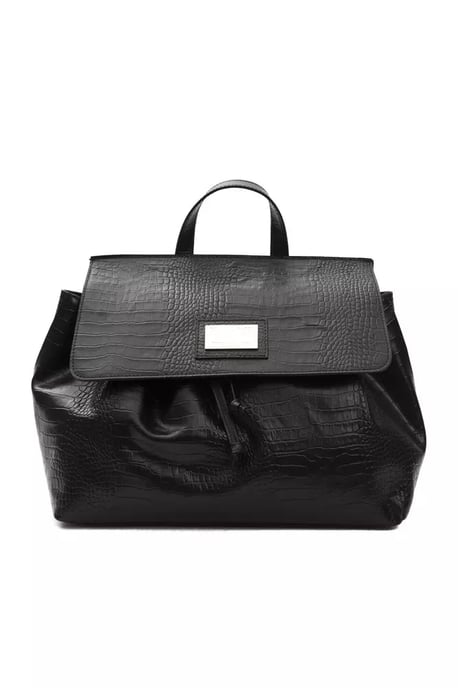Pompei Donatella Schwarze Leder Damen Schultertasche - Image 1