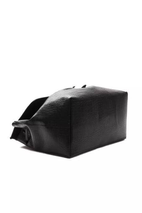 Pompei Donatella Schwarze Leder Damen Schultertasche - Image 4