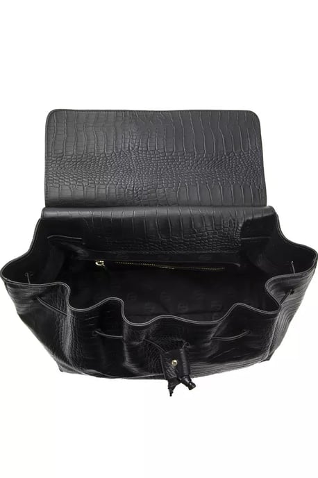 Pompei Donatella Schwarze Leder Damen Schultertasche - Image 5