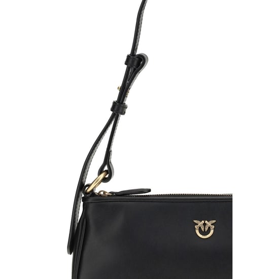 PINKO Schwarze Kalbleder Bos Taurus Schultertasche - Image 4