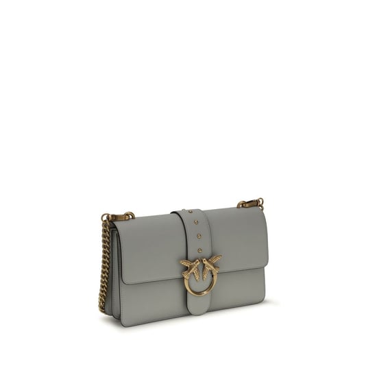 PINKO Graue Kalbleder Bos Taurus Schultertasche - Image 2