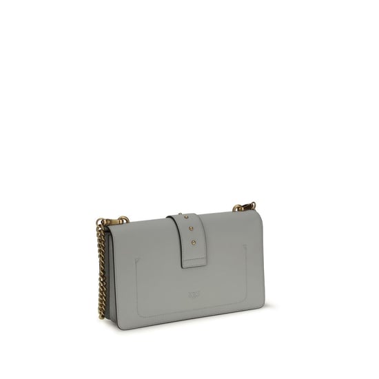 PINKO Graue Kalbleder Bos Taurus Schultertasche - Image 3