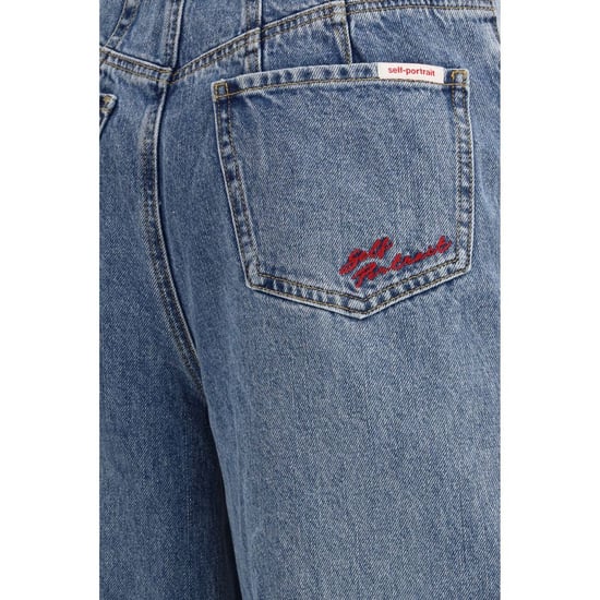 Selbstportrait Blaue Baumwoll-Relaxed-Fit-Jeans - Image 3