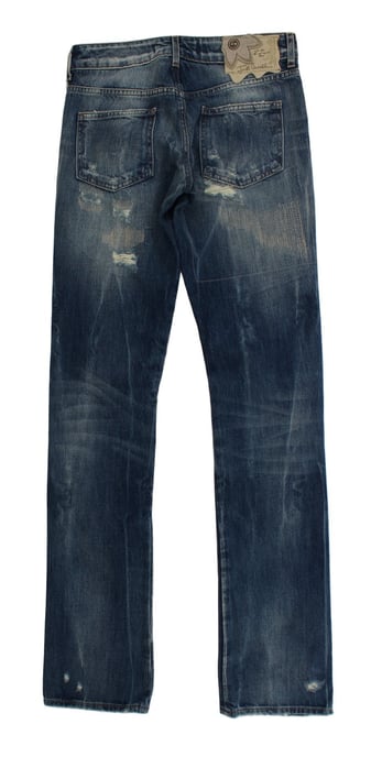 Cavalli Blue Washed Torn Cotton Straight Fit Jeans - Image 2