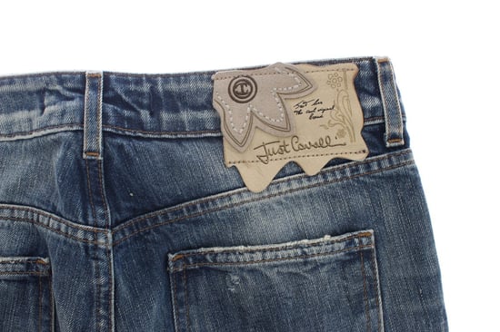 Cavalli Blue Washed Torn Cotton Straight Fit Jeans - Image 6