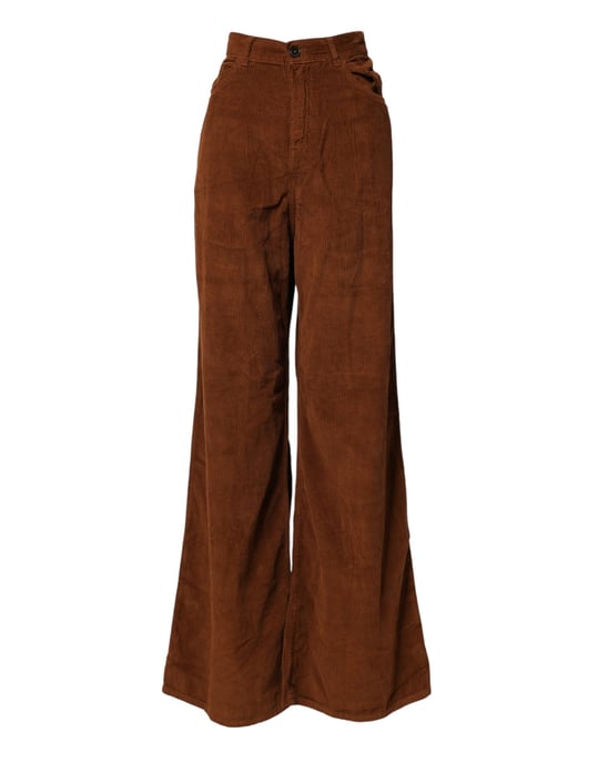 Jucca Braun Weite Bein Hohe Taille Cord-Stoff Denim Hose Jeans - Image 2