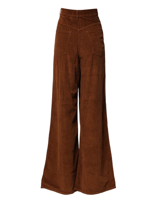 Jucca Braun Weite Bein Hohe Taille Cord-Stoff Denim Hose Jeans - Image 3