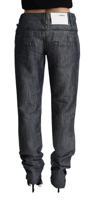 Acht Dunkelgraue Ramie Mittlere Weite Gerade Denim Jeans - Image 3