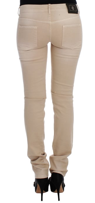 Cavalli Beigefarbenes Waschung Slim Fit Baumwoll-Stretch Jeans - Image 3