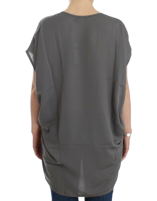 Costume National Graues V-Ausschnitt Langarm-T-Shirt - Image 3