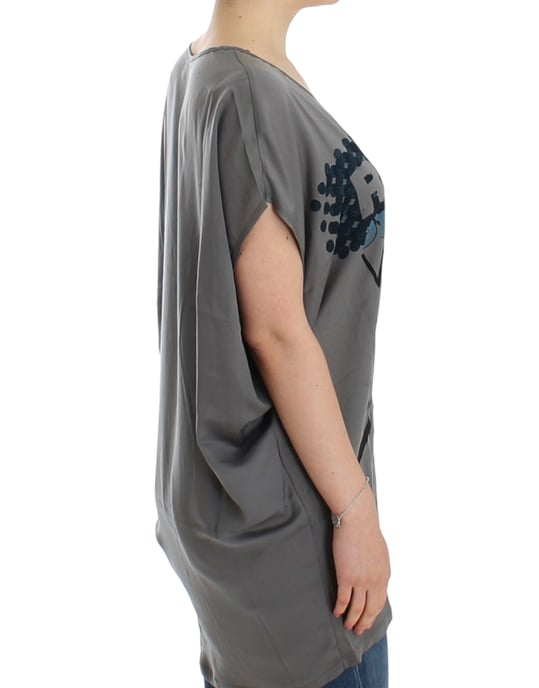 Costume National Graues V-Ausschnitt Langarm-T-Shirt - Image 4