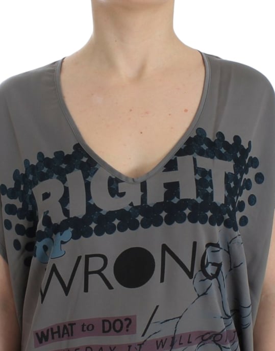 Costume National Graues V-Ausschnitt Langarm-T-Shirt - Image 5