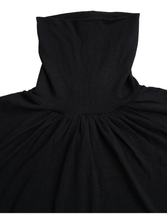 Costume National Schwarzes Turtleneck-Viskose-Top mit kurzen Ärmeln - Image 6