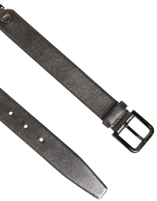 Dolce & Gabbana Herren Gürtel aus schwarzem silbernem genopptem Leder mit Schnalle - Image 5
