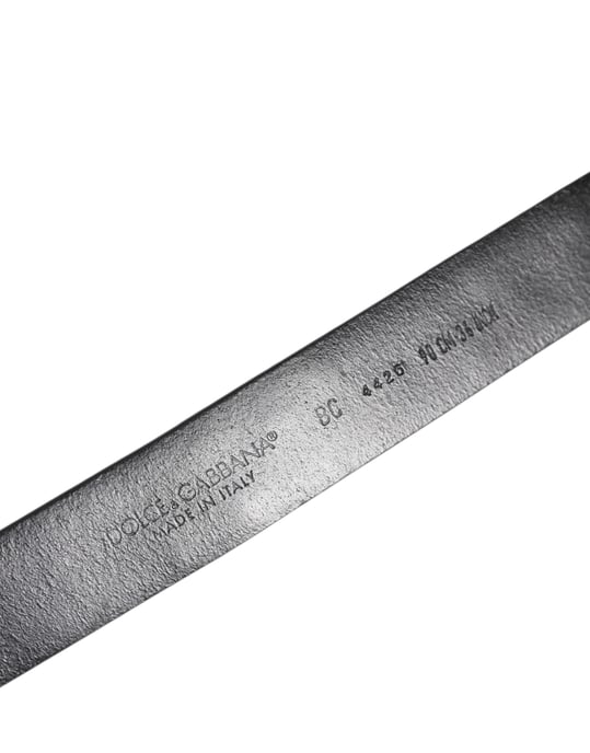 Dolce & Gabbana Schwarzer Nieten-Leder-Gürtel mit Metallschnalle und Logo - Image 5