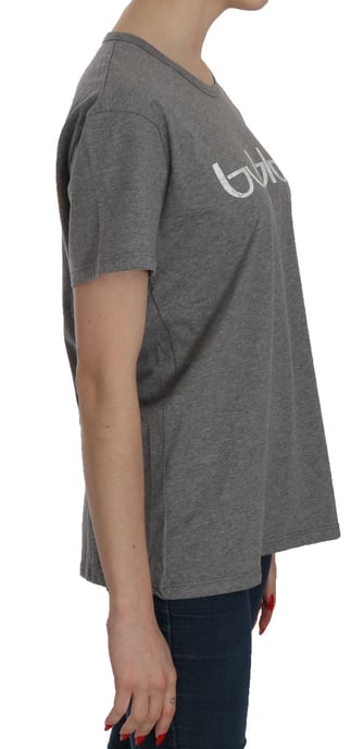 BYBLOS Baumwolle Graues Kurzarm Rundhals-Top T-Shirt Bluse - Image 3