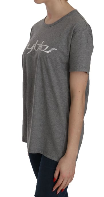 BYBLOS Baumwolle Graues Kurzarm Rundhals-Top T-Shirt Bluse - Image 4
