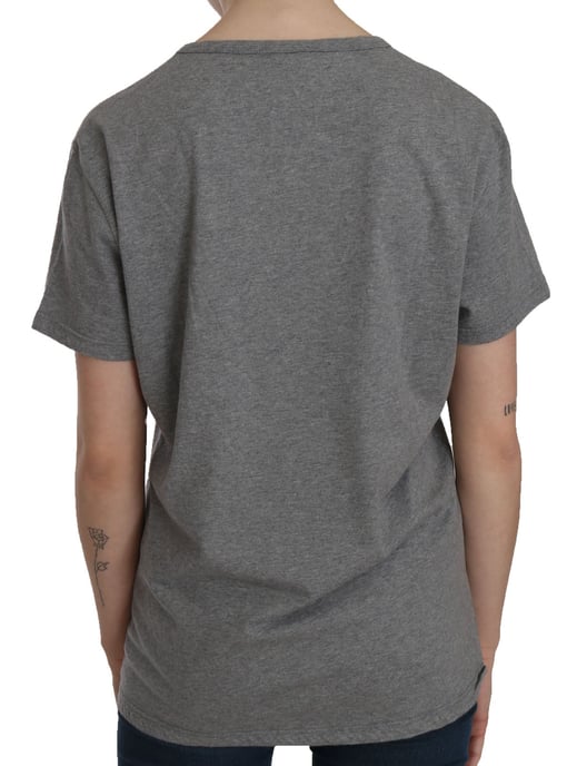 BYBLOS Baumwolle Graues Kurzarm Rundhals-Top T-Shirt Bluse - Image 5