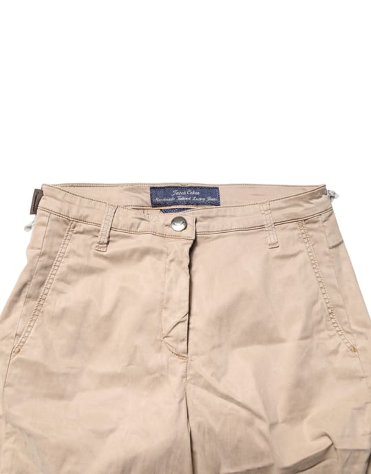 Jacob Cohen Beigefarbene Lyocell Skinny High Waist Chino Freizeit-Hose - Image 4