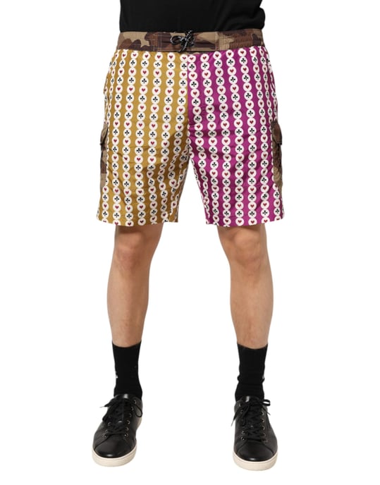 Dolce & Gabbana Mehrfarbige Spielkarten Camouflage Shorts Bademode - Image 1