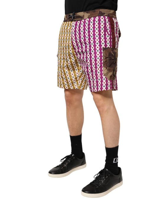 Dolce & Gabbana Mehrfarbige Spielkarten Camouflage Shorts Bademode - Image 3