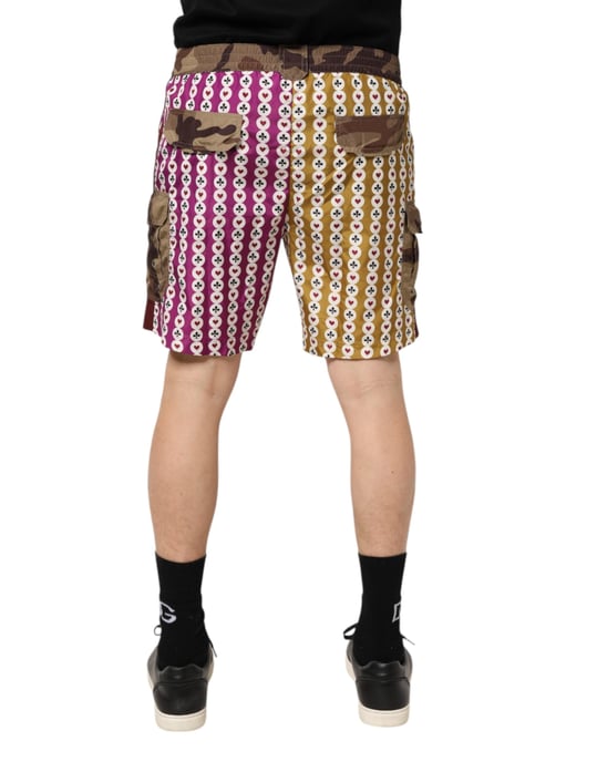 Dolce & Gabbana Mehrfarbige Spielkarten Camouflage Shorts Bademode - Image 4