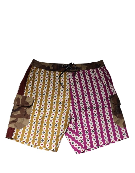 Dolce & Gabbana Mehrfarbige Spielkarten Camouflage Shorts Bademode - Image 5