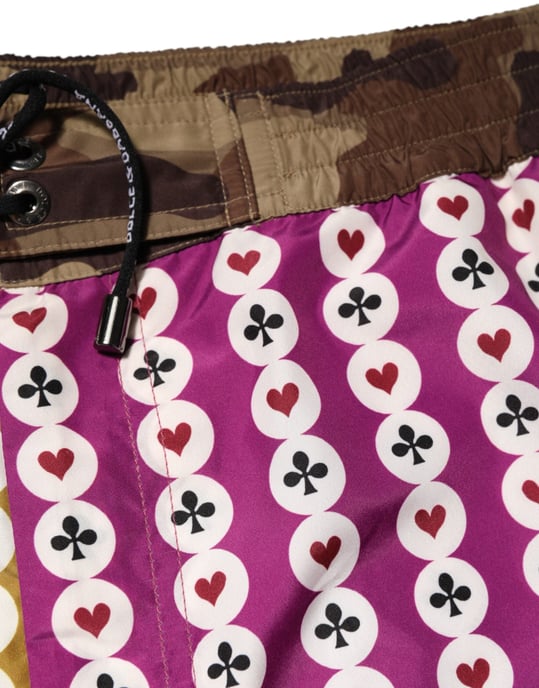 Dolce & Gabbana Mehrfarbige Spielkarten Camouflage Shorts Bademode - Image 6