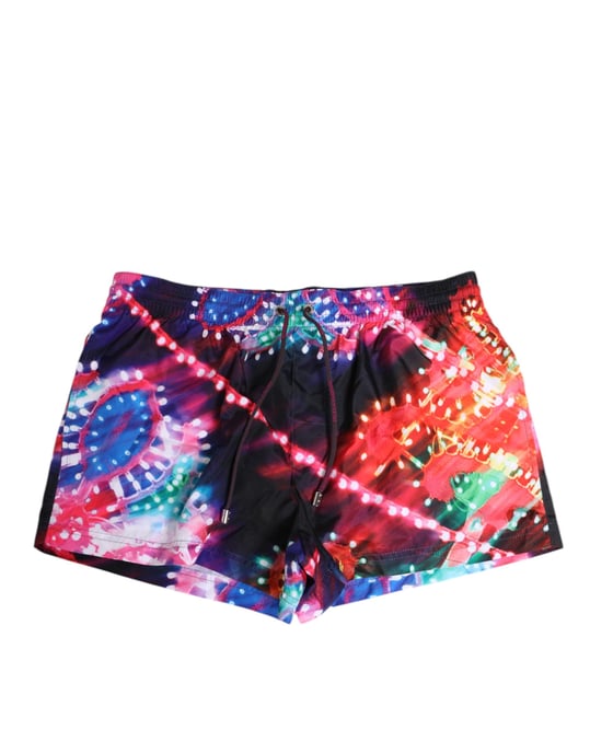 Dolce & Gabbana Mehrfarbige Neon-Druck Polyester Shorts Badebekleidung - Image 1