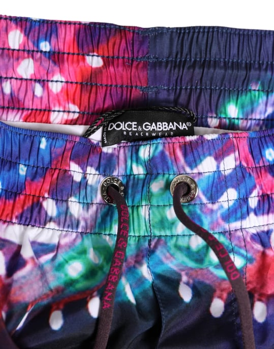 Dolce & Gabbana Mehrfarbige Neon-Druck Polyester Shorts Badebekleidung - Image 3