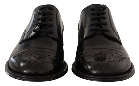 Dolce & Gabbana Schwarze Leder Schnürschuhe für Herren mit Flügelkappe - Image 2