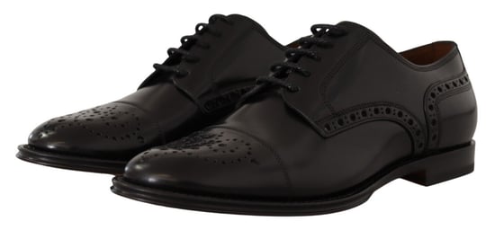 Dolce & Gabbana Schwarze Leder Schnürschuhe für Herren mit Flügelkappe - Image 3