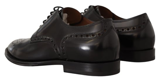 Dolce & Gabbana Schwarze Leder Schnürschuhe für Herren mit Flügelkappe - Image 4